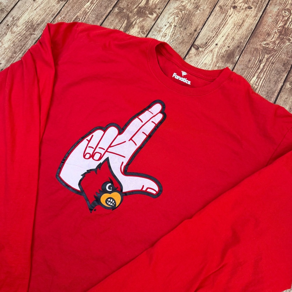 Fanatics Louisville Cardinals T Shirt Mens XLarge Red Long Sleeve Graphic